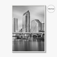 Tampa Skyline Black and White Fine Art Photo Print, Downtown, Florida, Hillsborough River, Poster