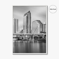 Tampa Skyline Black and White Fine Art Photo Print, Downtown, Florida, Hillsborough River, Poster