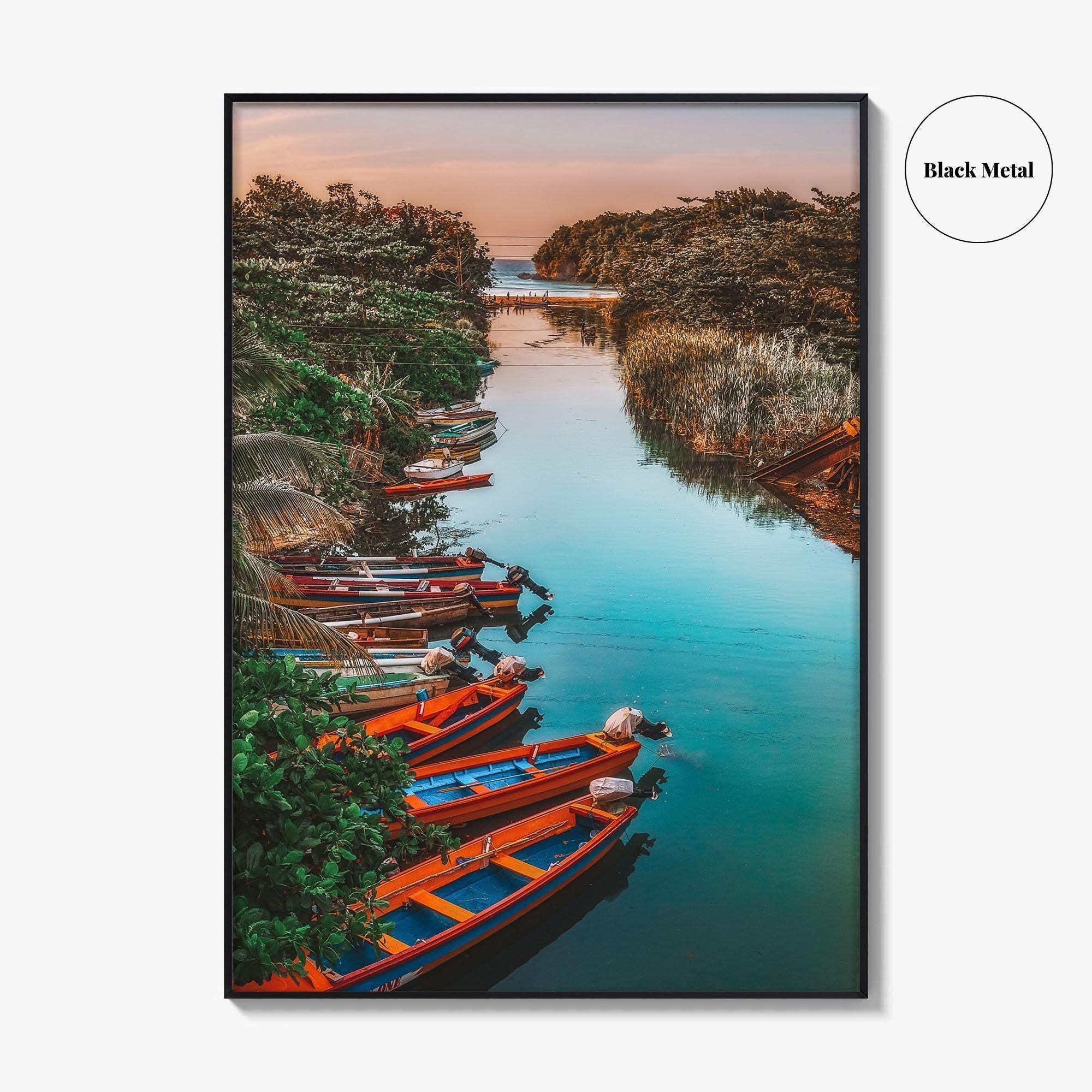 Jamaica Fine Art Photo Print, White River Boats, St Ann, Ocho Rios Wall Poster