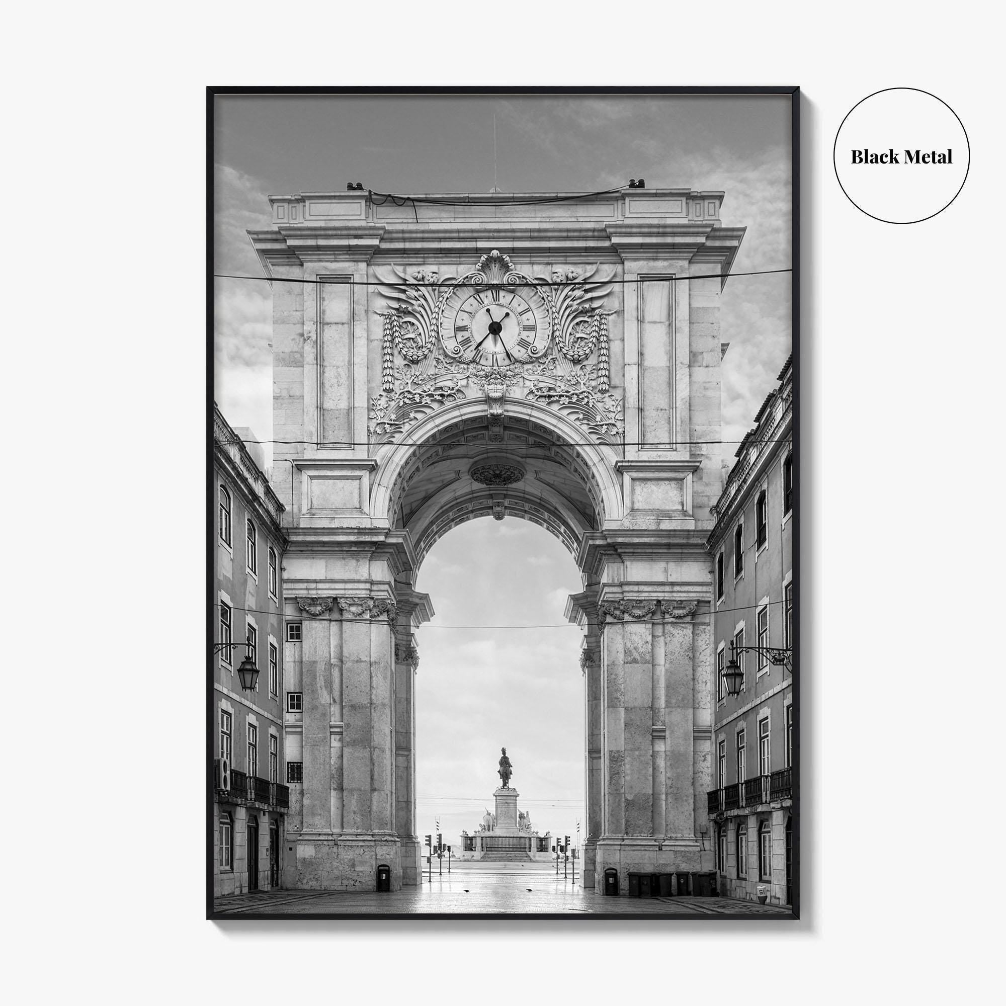 Lisbon Black and White Fine Art Photo Print, Praca do Comercio Poster, Portugal