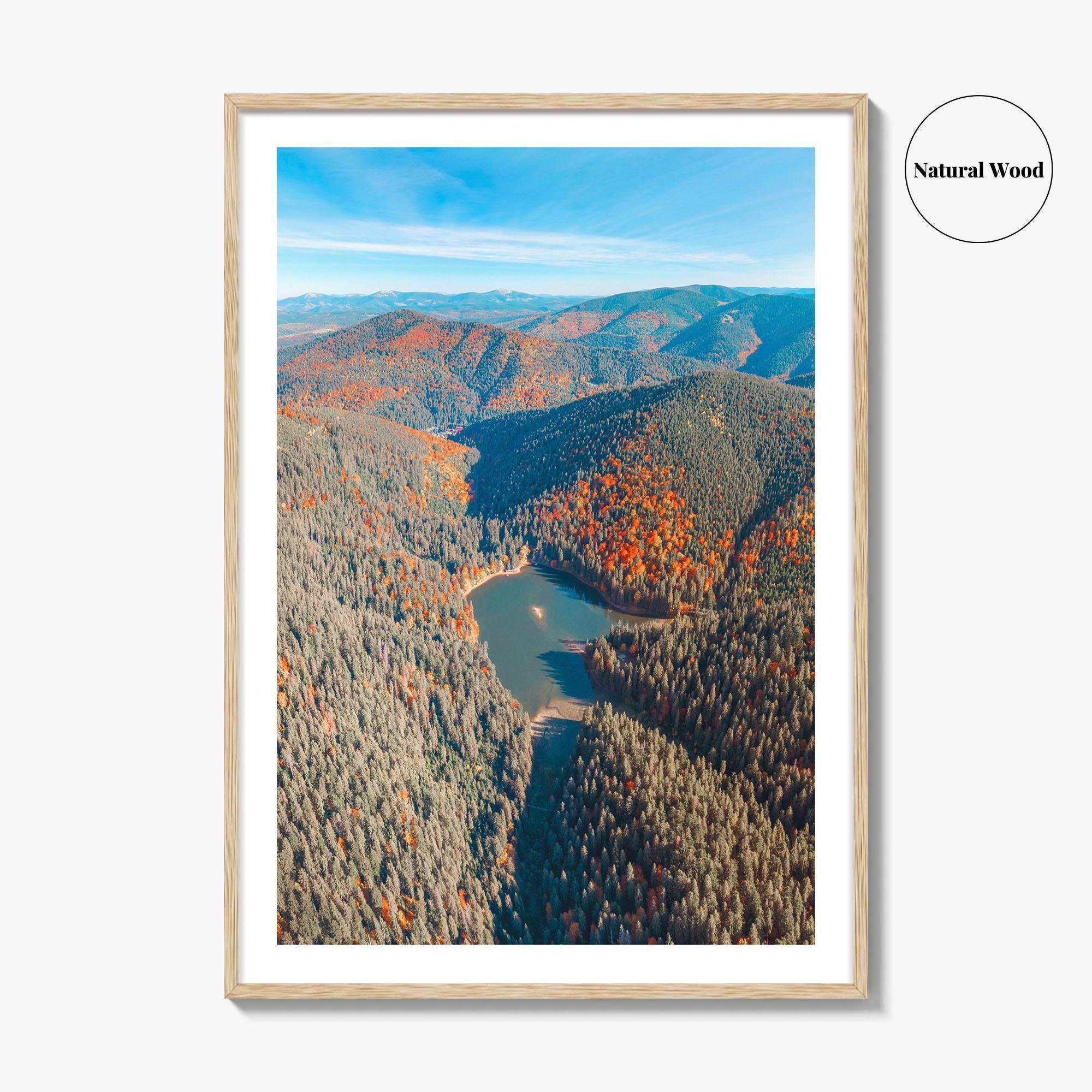 Synevyr Lake Fine Art Photo Print, Carpathian Mountains, Ukraine Wall Decor Poster, Aerial Landscape