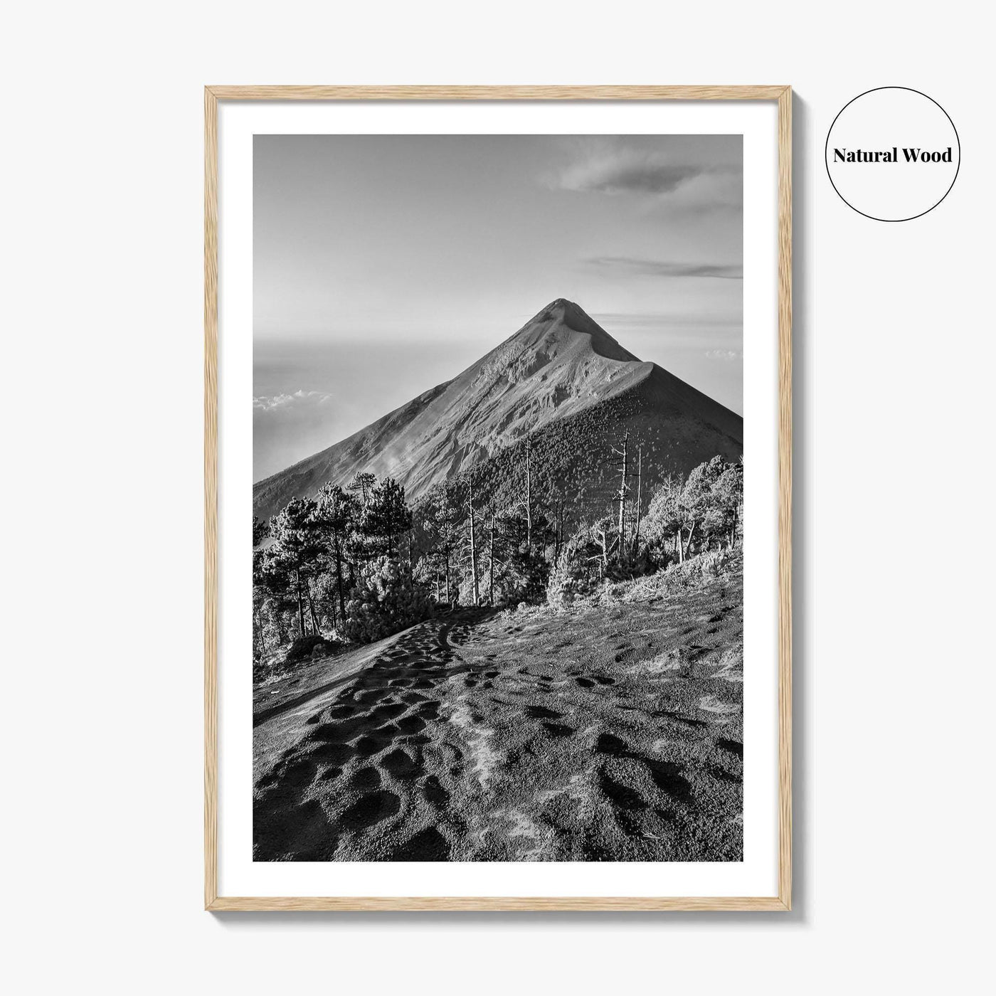 Guatemala Black and White Fine Art Photo Print, Fuego Volcano, Central America Poster