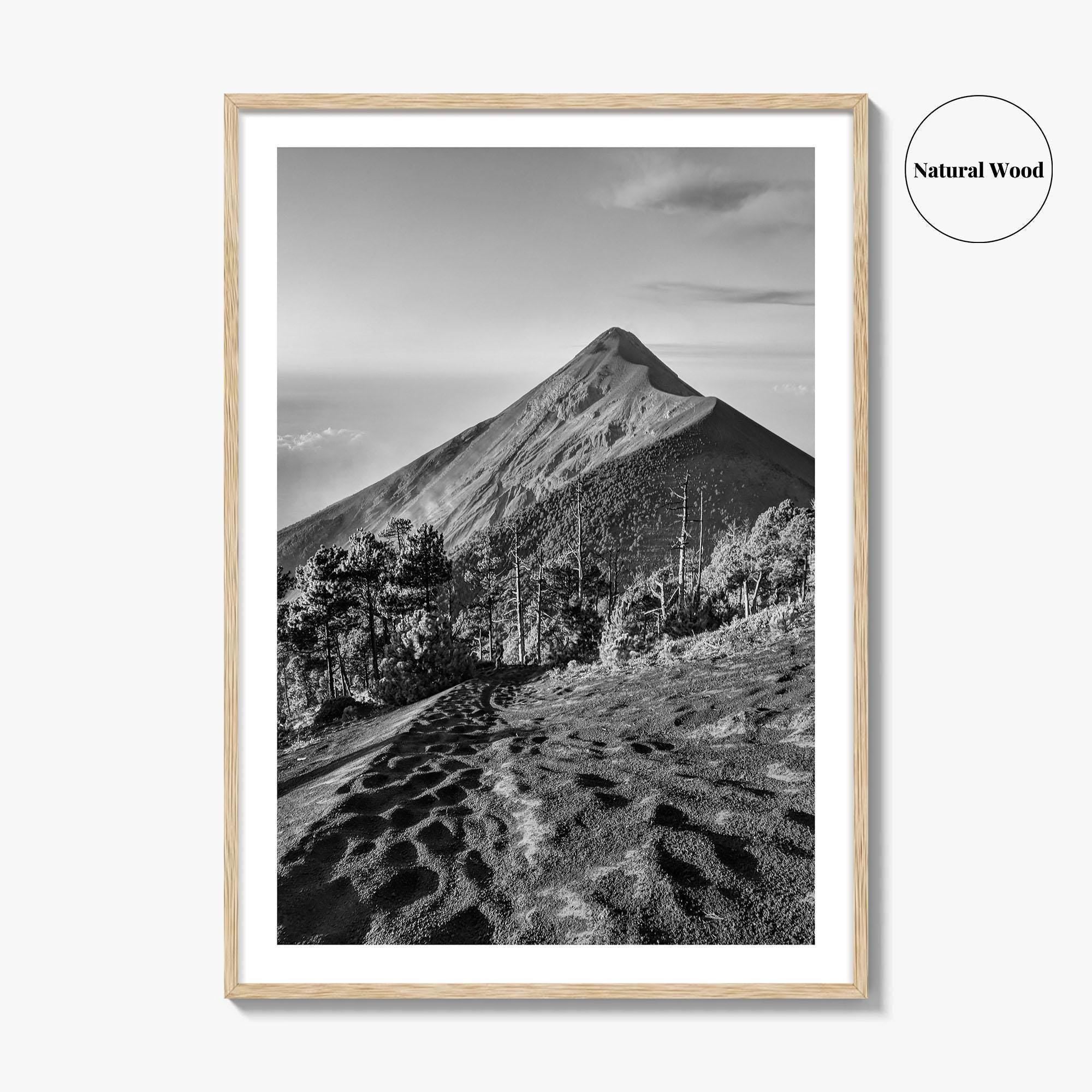 Guatemala Black and White Fine Art Photo Print, Fuego Volcano, Central America Poster