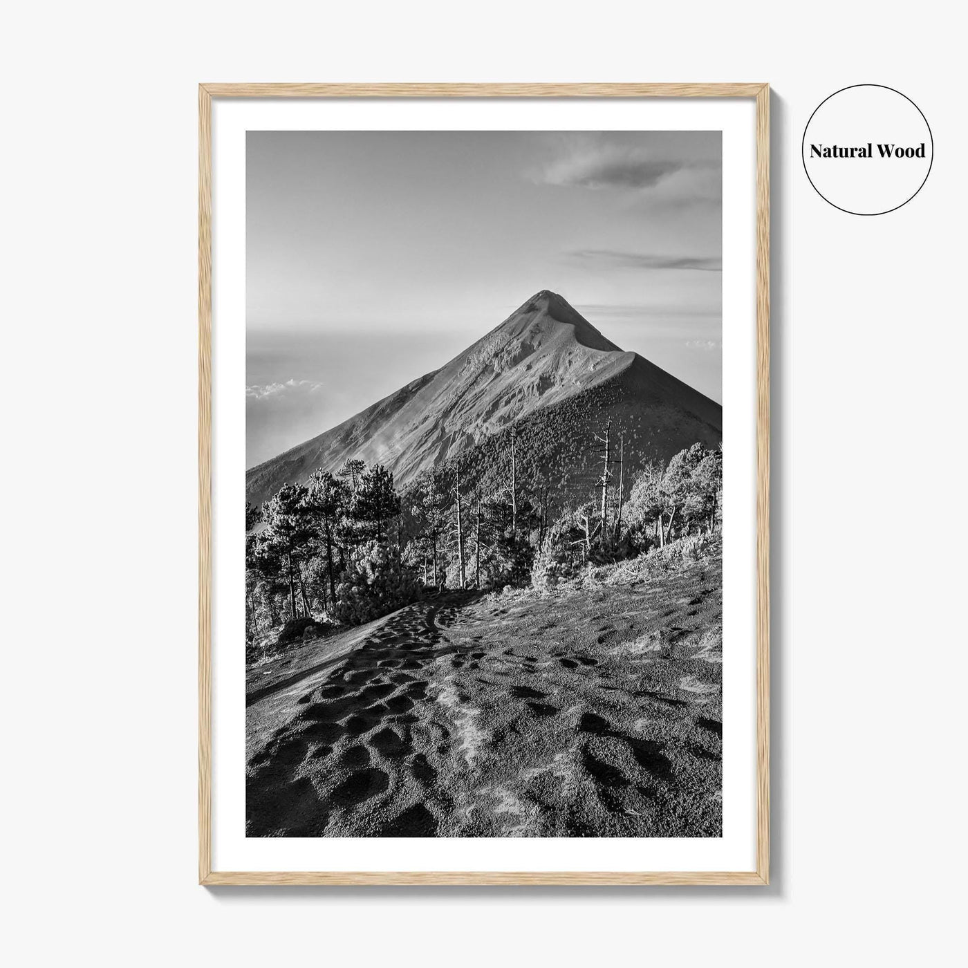 Guatemala Black and White Fine Art Photo Print, Fuego Volcano, Central America Poster