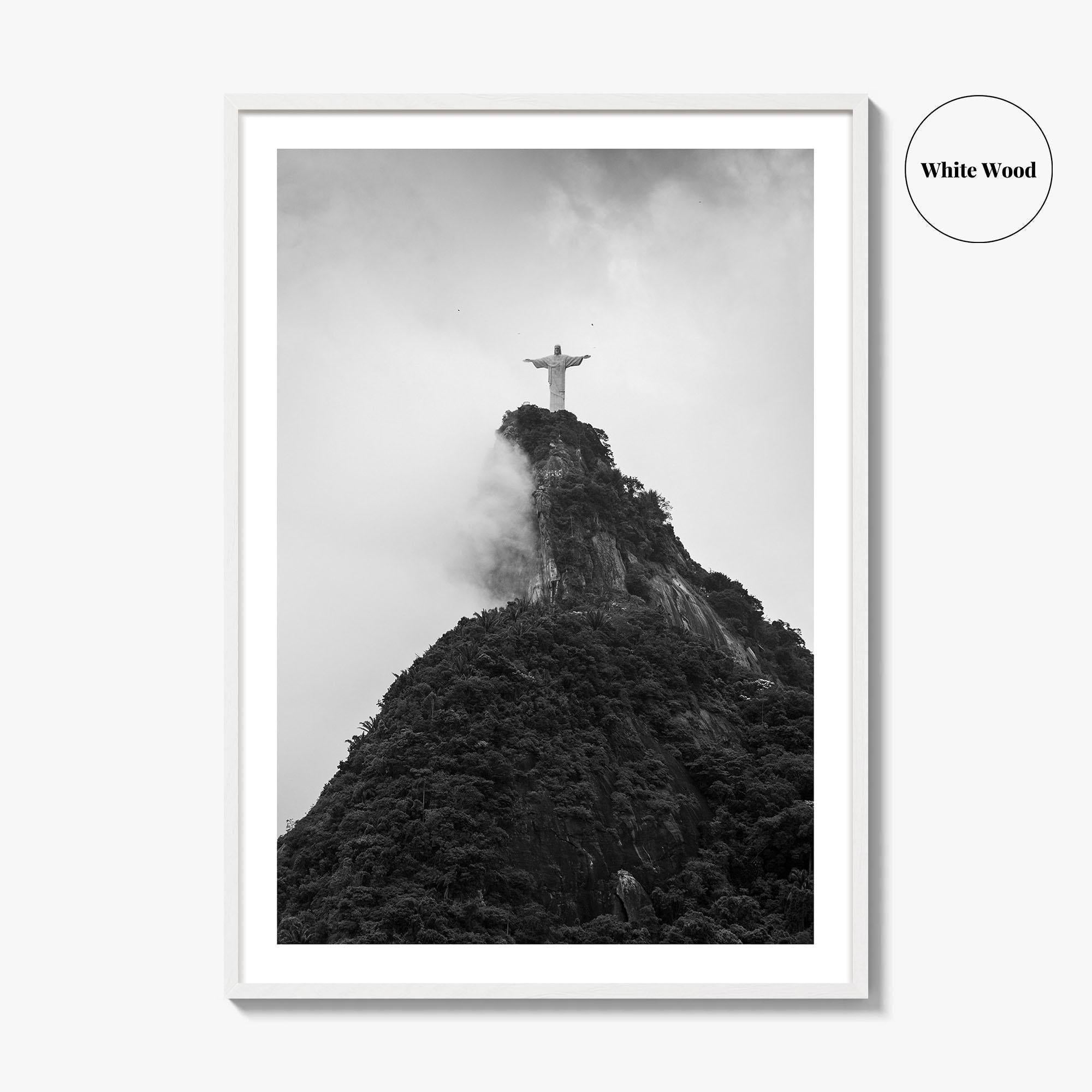 Rio de Janeiro Black and White Fine Art Photo Print, Christ the Redeemer Brazil Poster