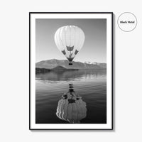 Lake Tahoe Black and White Fine Art Photo Print, Hot Air Balloon, California, Poster