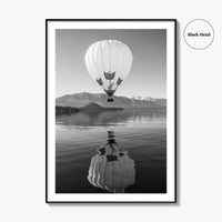 Lake Tahoe Black and White Fine Art Photo Print, Hot Air Balloon, California, Poster