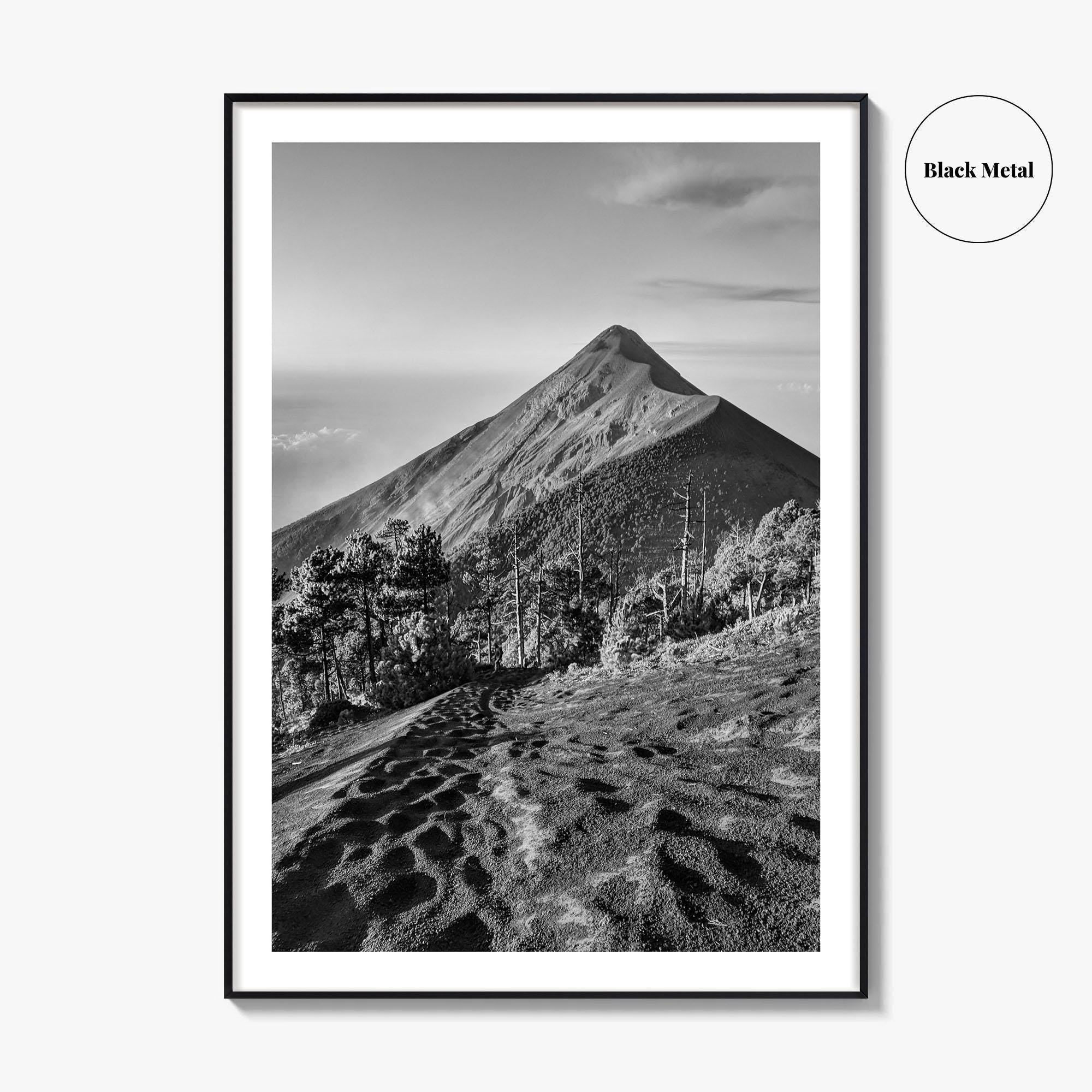 Guatemala Black and White Fine Art Photo Print, Fuego Volcano, Central America Poster