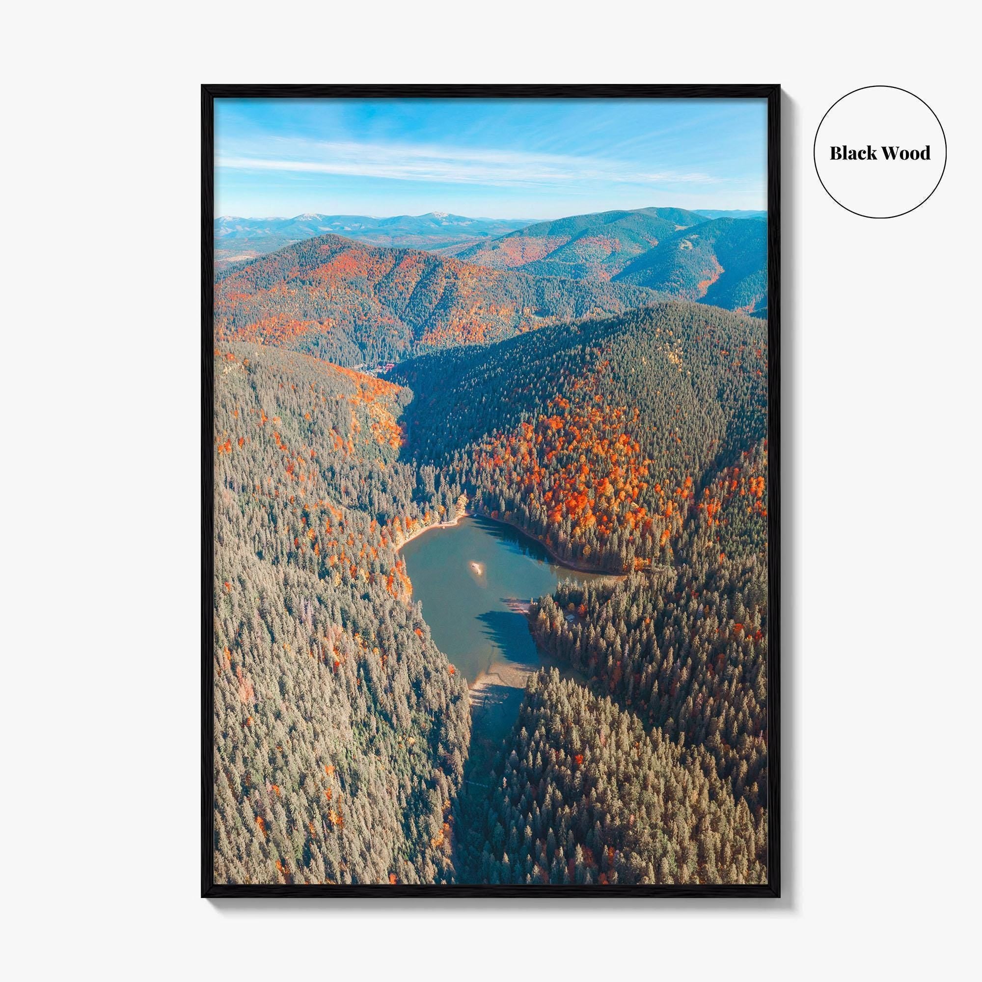 Synevyr Lake Fine Art Photo Print, Carpathian Mountains, Ukraine Wall Decor Poster, Aerial Landscape