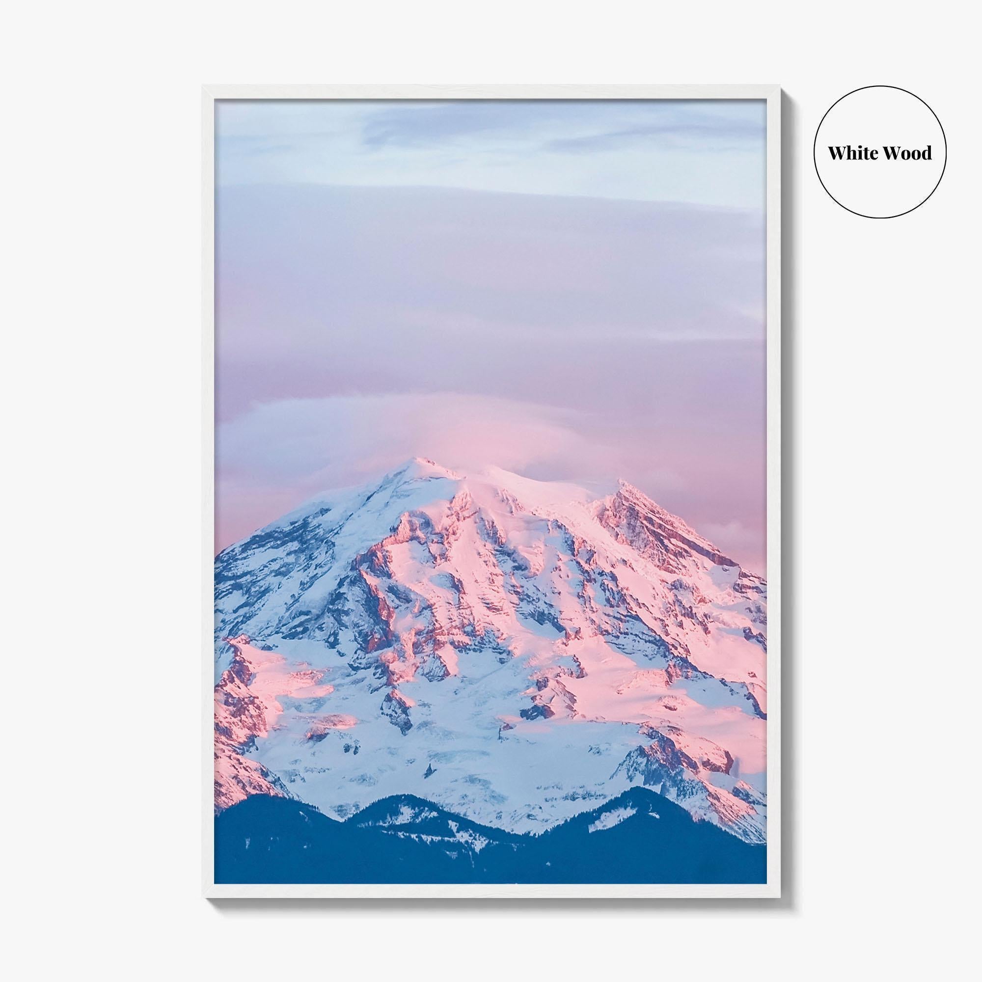 Mount Rainier Pink Fine Art Photo Print, Washington State Poster, Cascade Range USA