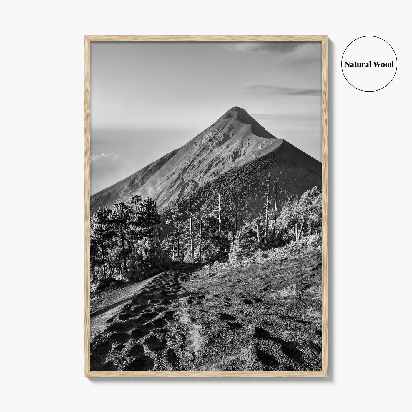 Guatemala Black and White Fine Art Photo Print, Fuego Volcano, Central America Poster
