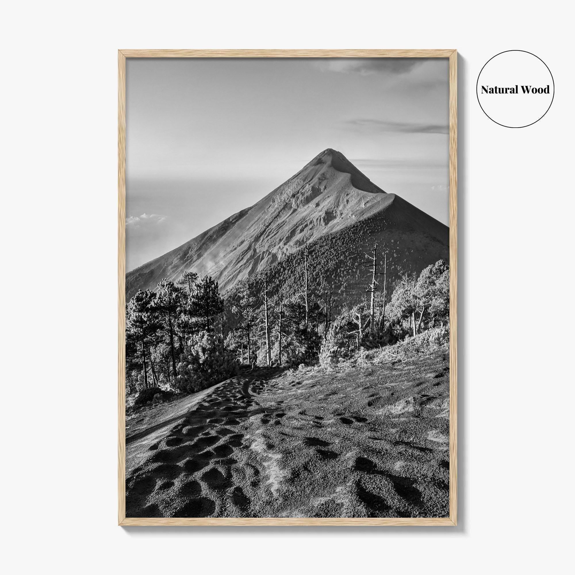 Guatemala Black and White Fine Art Photo Print, Fuego Volcano, Central America Poster