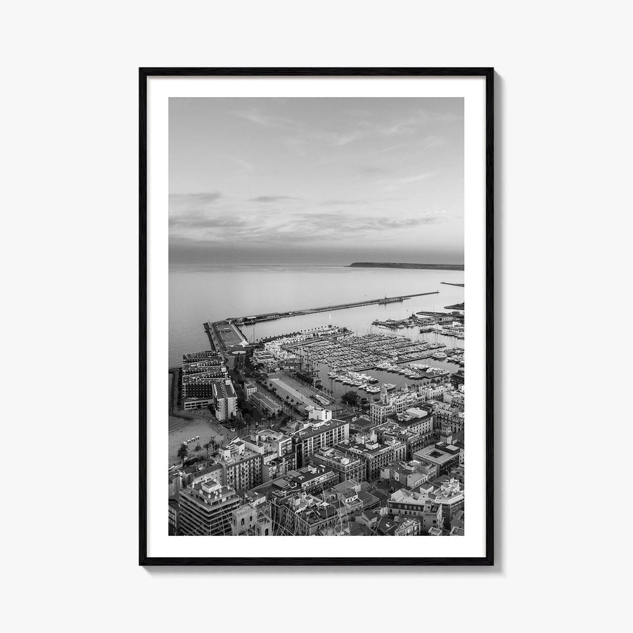Alicante Black and White Fine Art Photo Print, Port Wall Poster, Costa Blanca Spain