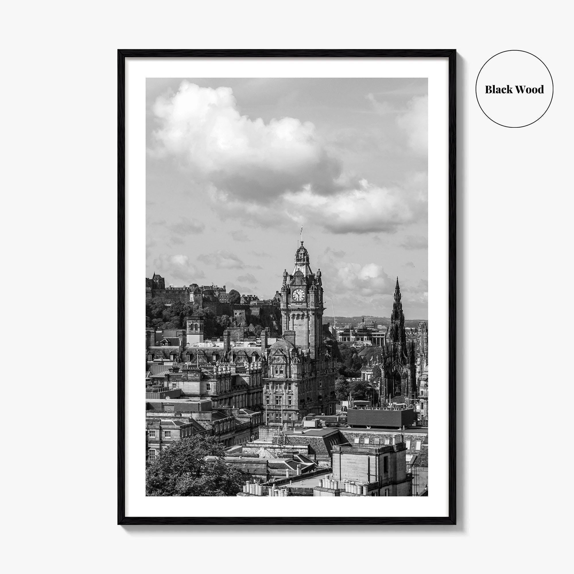 Edinburgh Skyline Black and White Fine Art Photo Print, Scotland, Calton Hill Poster