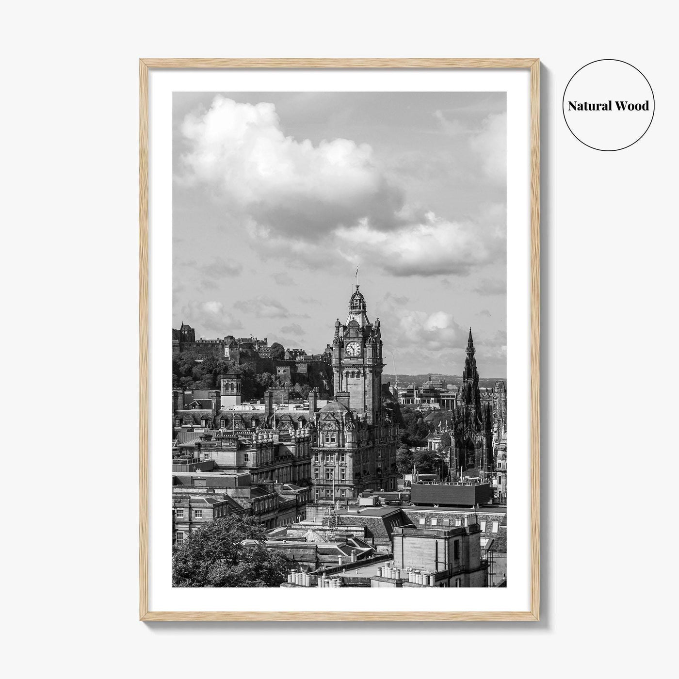 Edinburgh Skyline Black and White Fine Art Photo Print, Scotland, Calton Hill Poster