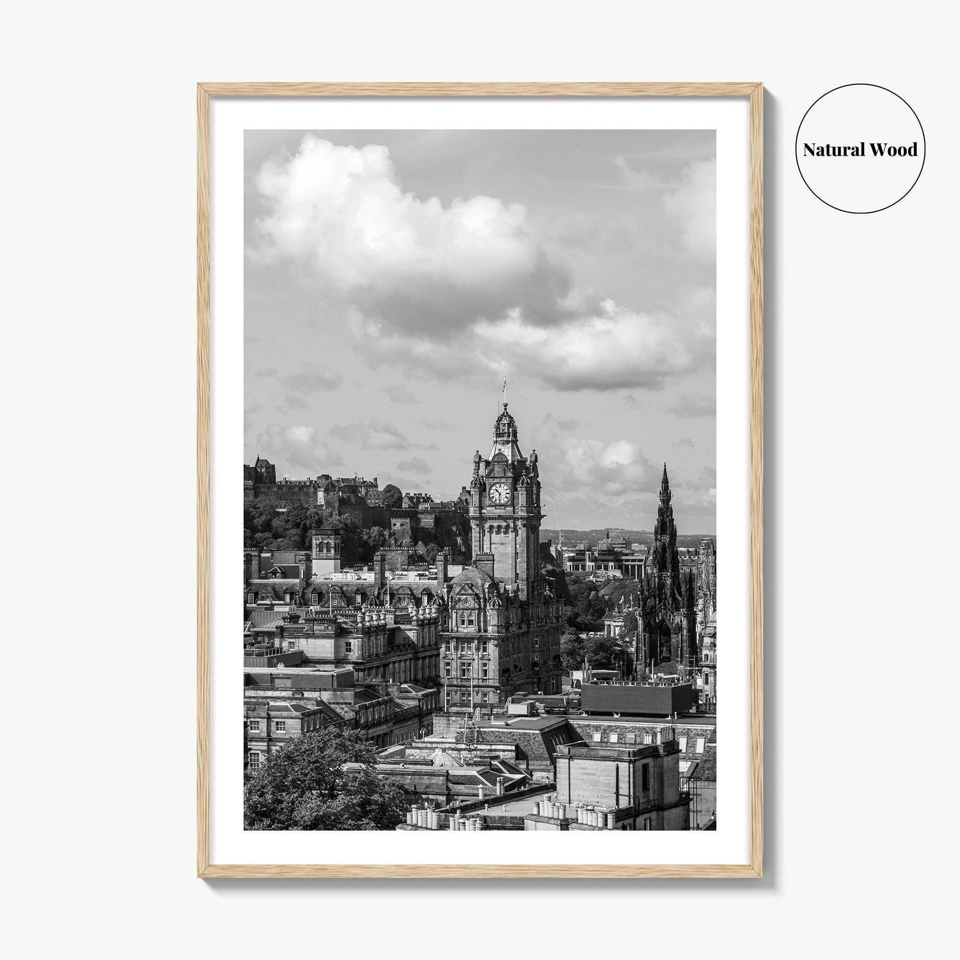 Edinburgh Skyline Black and White Fine Art Photo Print, Scotland, Calton Hill Poster