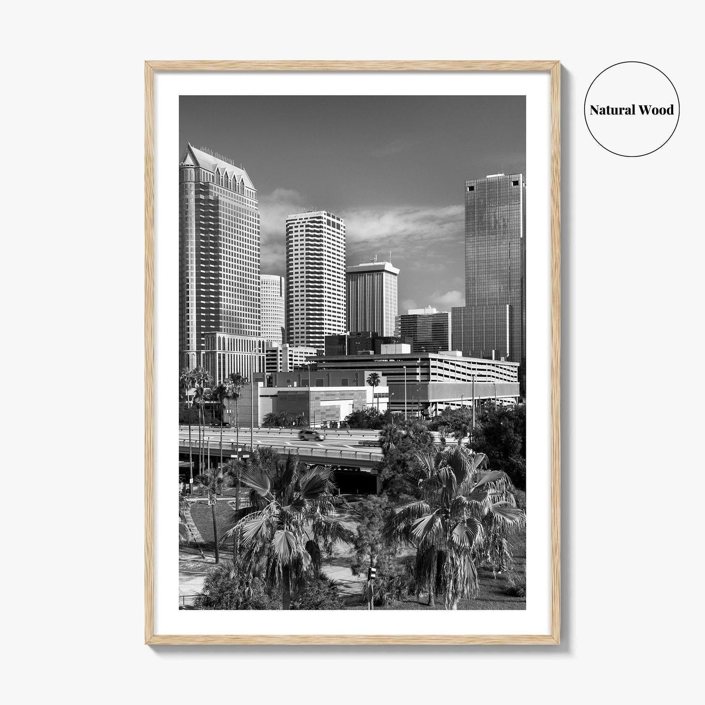 Tampa Skyline Black and White Fine Art Photo Print, Florida, Riverwalk, Wall Decor, Poster