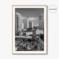 Tampa Skyline Black and White Fine Art Photo Print, Florida, Riverwalk, Wall Decor, Poster