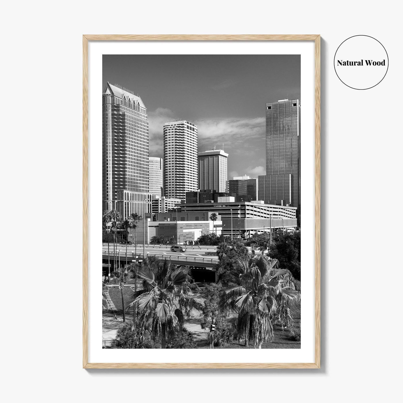 Tampa Skyline Black and White Fine Art Photo Print, Florida, Riverwalk, Wall Decor, Poster