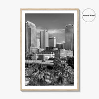 Tampa Skyline Black and White Fine Art Photo Print, Florida, Riverwalk, Wall Decor, Poster