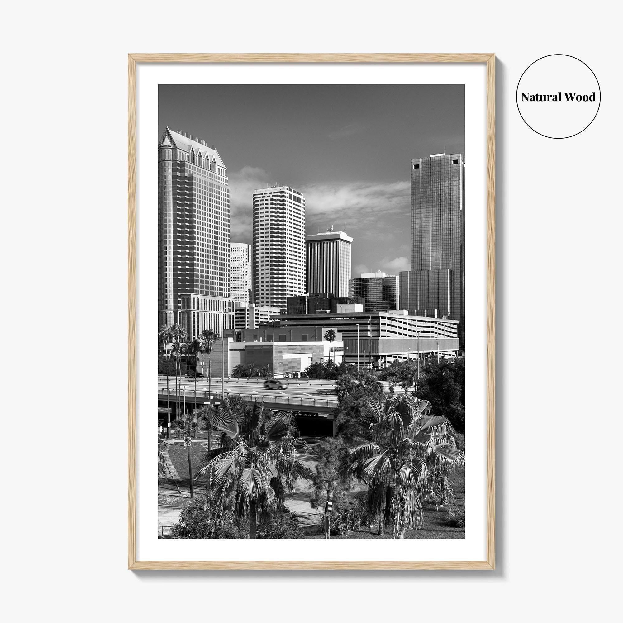 Tampa Skyline Black and White Fine Art Photo Print, Florida, Riverwalk, Wall Decor, Poster