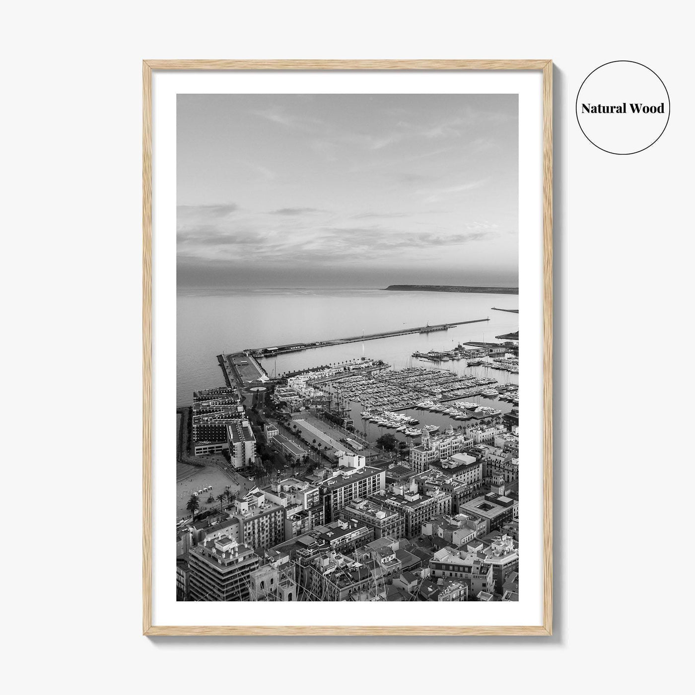 Alicante Black and White Fine Art Photo Print, Port Wall Poster, Costa Blanca Spain