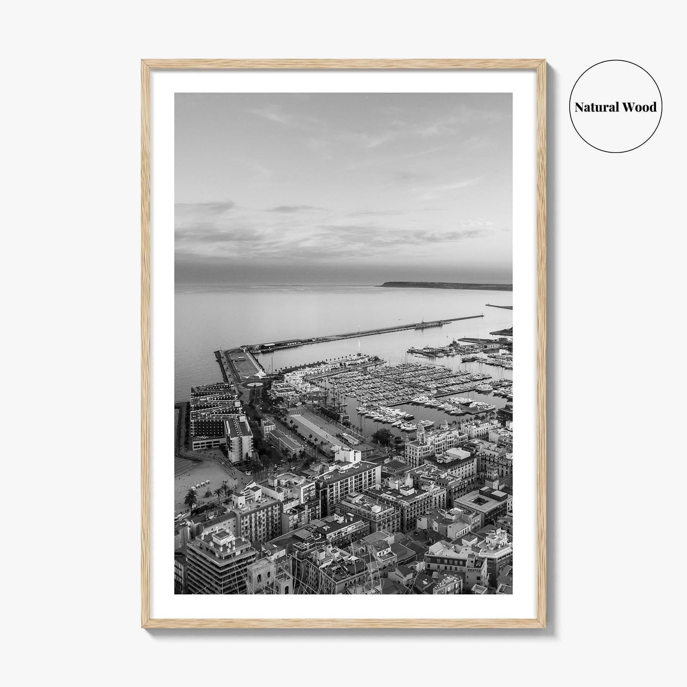 Alicante Black and White Fine Art Photo Print, Port Wall Poster, Costa Blanca Spain