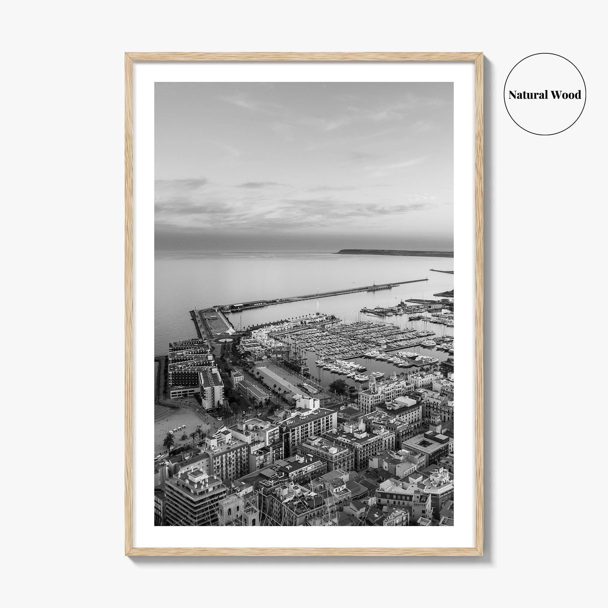 Alicante Black and White Fine Art Photo Print, Port Wall Poster, Costa Blanca Spain
