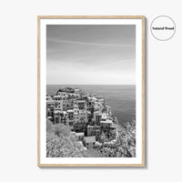 Cinque Terre Black and White Fine Art Photo Print, Manarola, Liguria Italy, Wall Poster