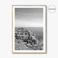 Cinque Terre Black and White Fine Art Photo Print, Manarola, Liguria Italy, Wall Poster