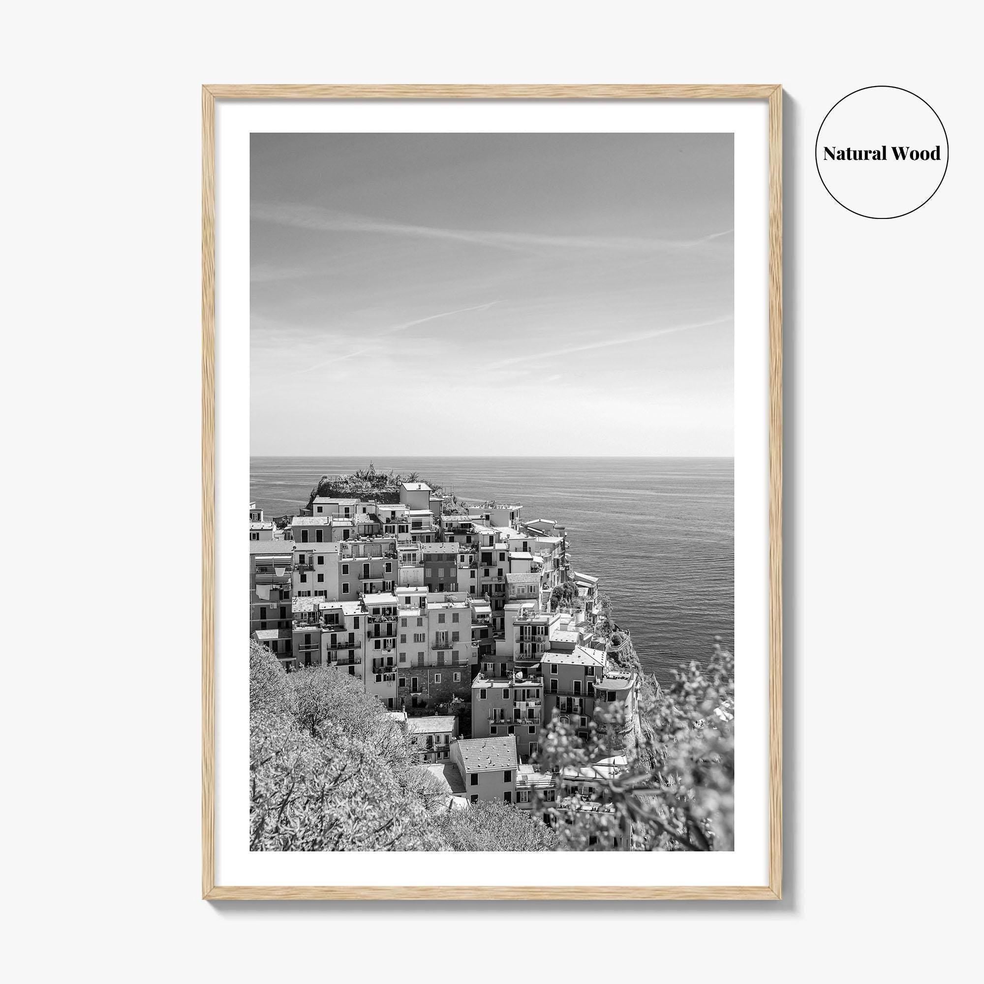 Cinque Terre Black and White Fine Art Photo Print, Manarola, Liguria Italy, Wall Poster