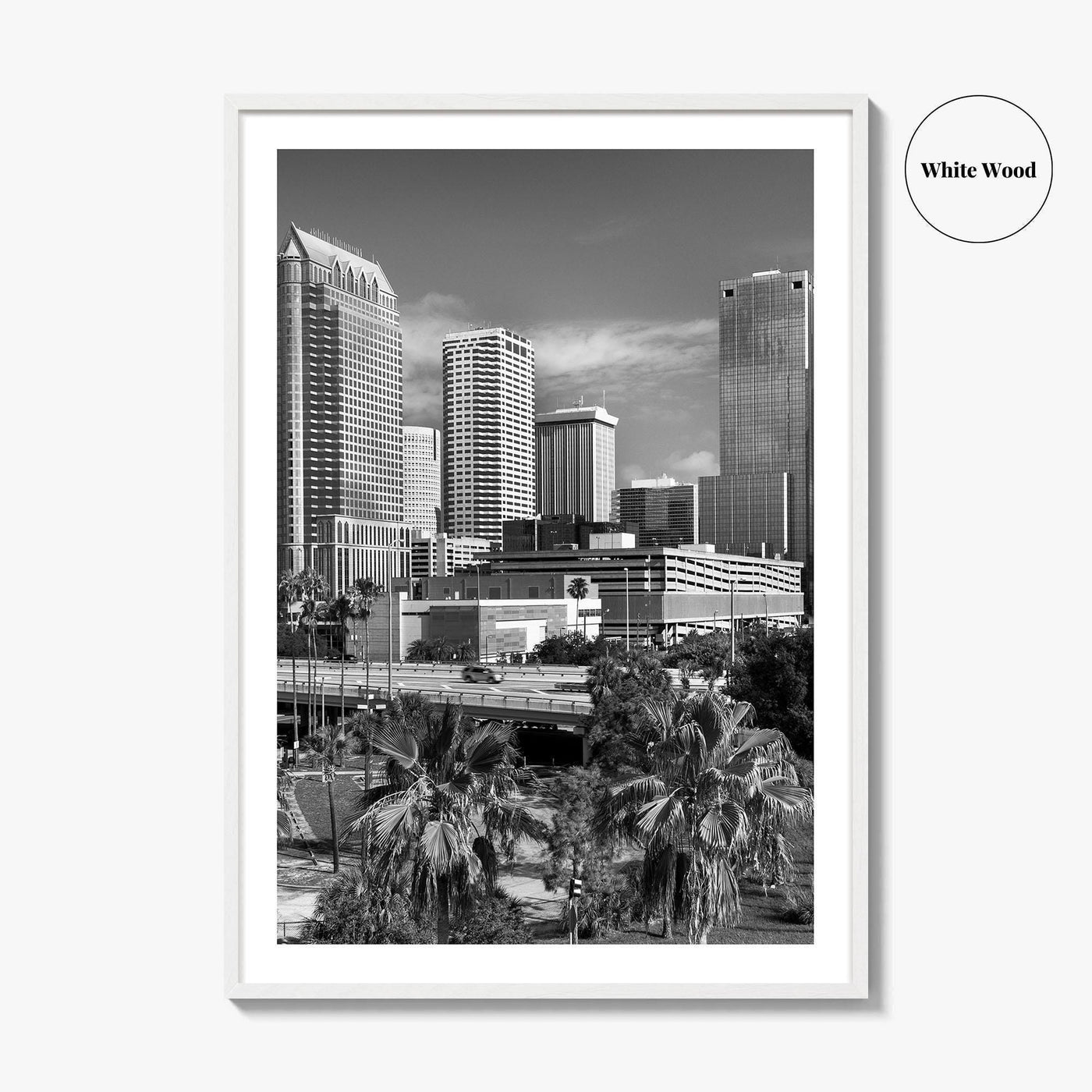 Tampa Skyline Black and White Fine Art Photo Print, Florida, Riverwalk, Wall Decor, Poster