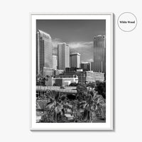 Tampa Skyline Black and White Fine Art Photo Print, Florida, Riverwalk, Wall Decor, Poster