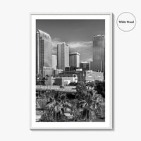 Tampa Skyline Black and White Fine Art Photo Print, Florida, Riverwalk, Wall Decor, Poster