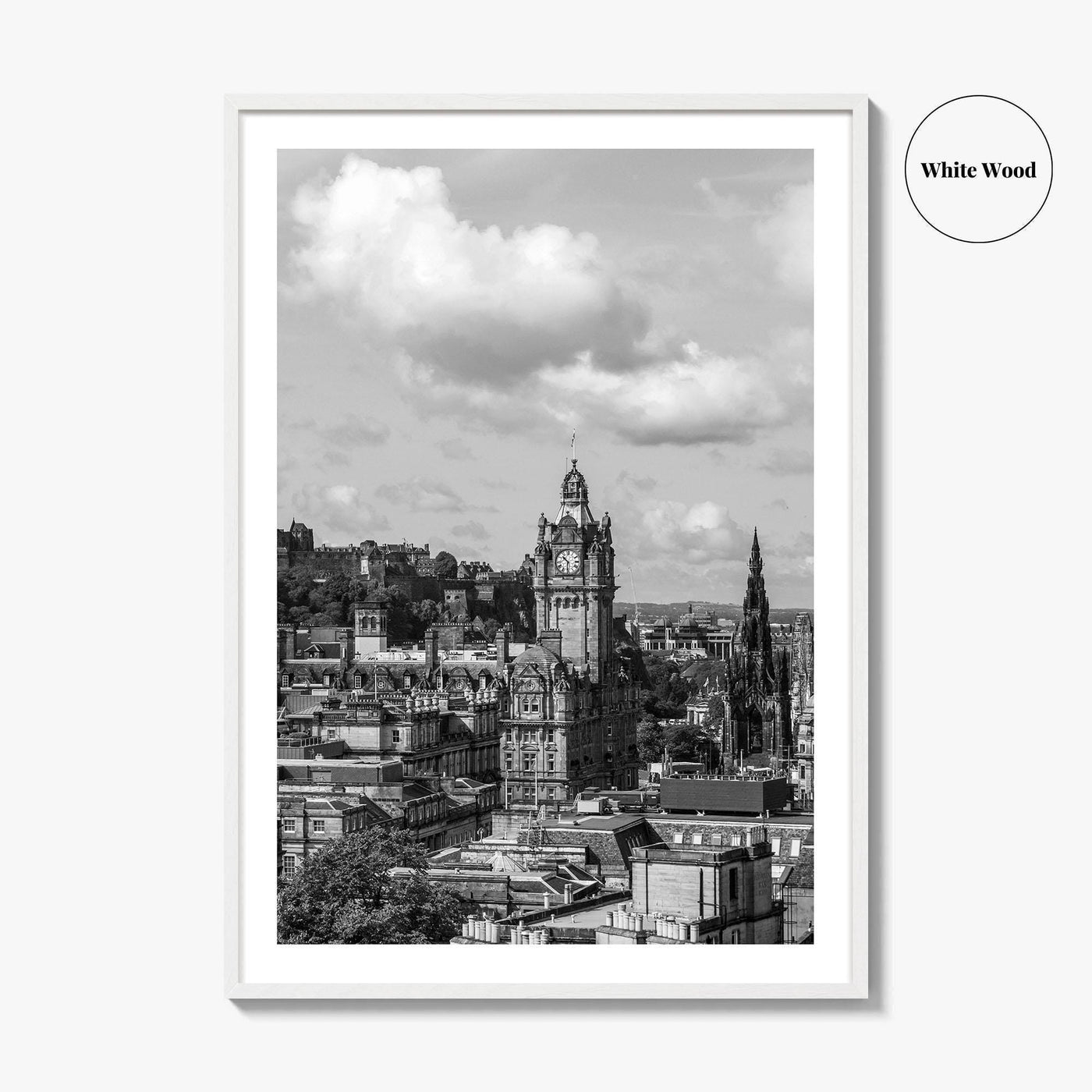 Edinburgh Skyline Black and White Fine Art Photo Print, Scotland, Calton Hill Poster