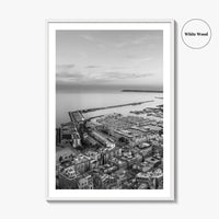 Alicante Black and White Fine Art Photo Print, Port Wall Poster, Costa Blanca Spain