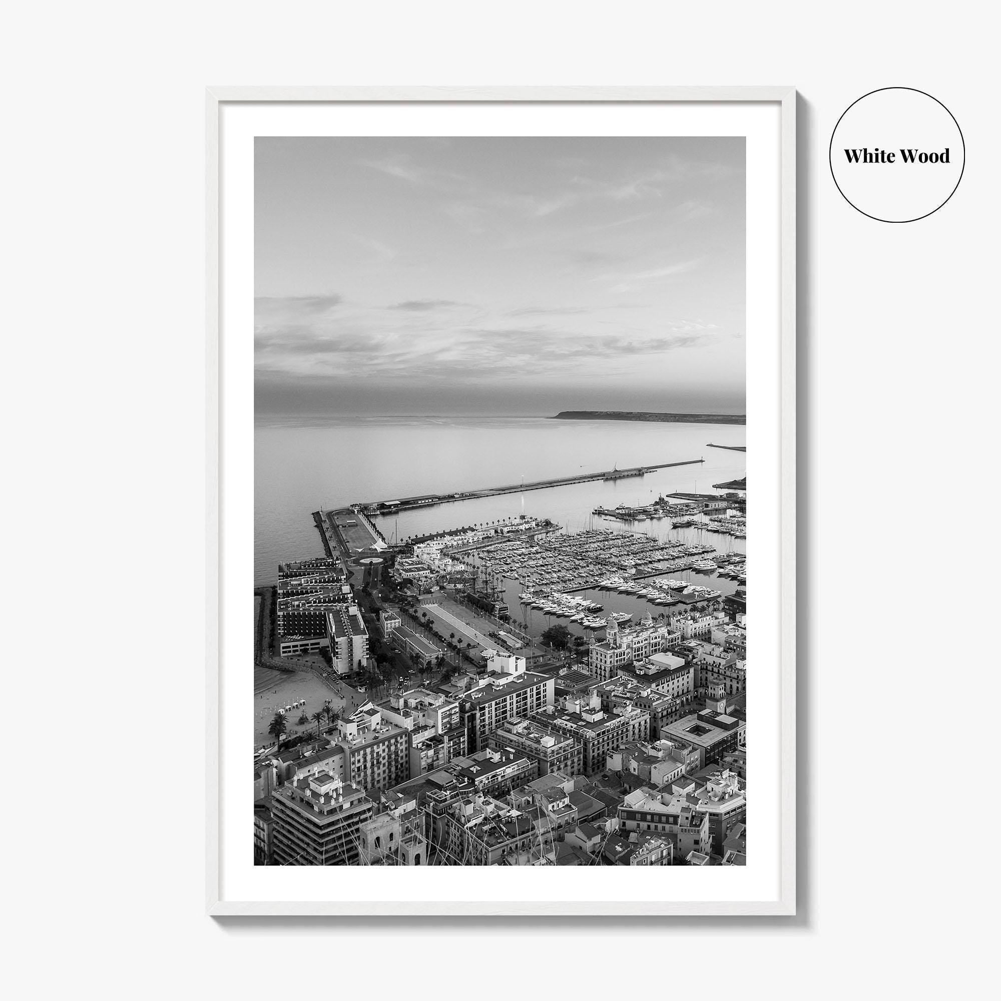 Alicante Black and White Fine Art Photo Print, Port Wall Poster, Costa Blanca Spain