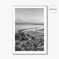 Alicante Black and White Fine Art Photo Print, Port Wall Poster, Costa Blanca Spain