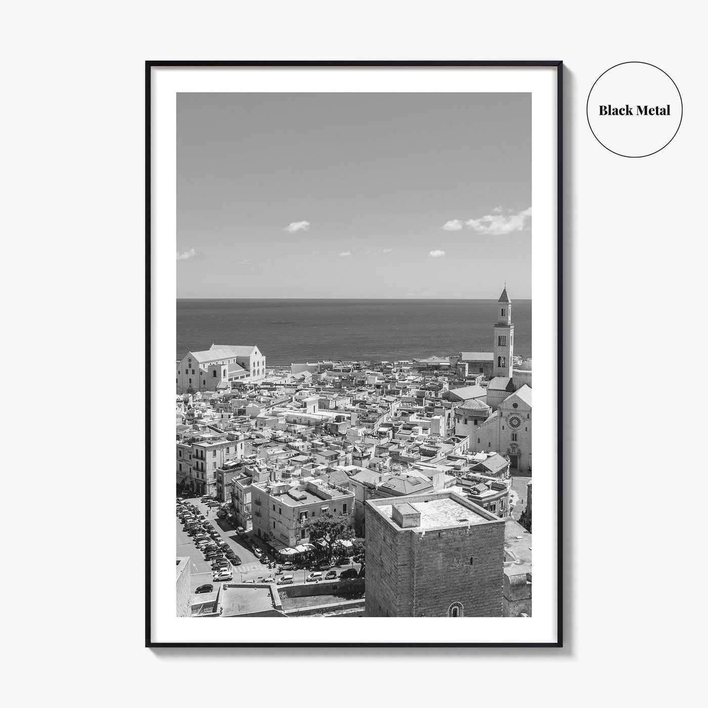 Bari Black and White Fine Art Photo Print, Basilica San Nicola Puglia Italy Poster