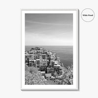 Cinque Terre Black and White Fine Art Photo Print, Manarola, Liguria Italy, Wall Poster