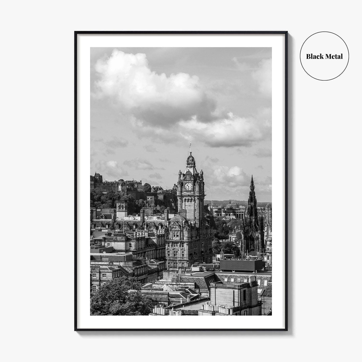 Edinburgh Skyline Black and White Fine Art Photo Print, Scotland, Calton Hill Poster
