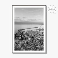Alicante Black and White Fine Art Photo Print, Port Wall Poster, Costa Blanca Spain
