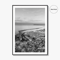 Alicante Black and White Fine Art Photo Print, Port Wall Poster, Costa Blanca Spain