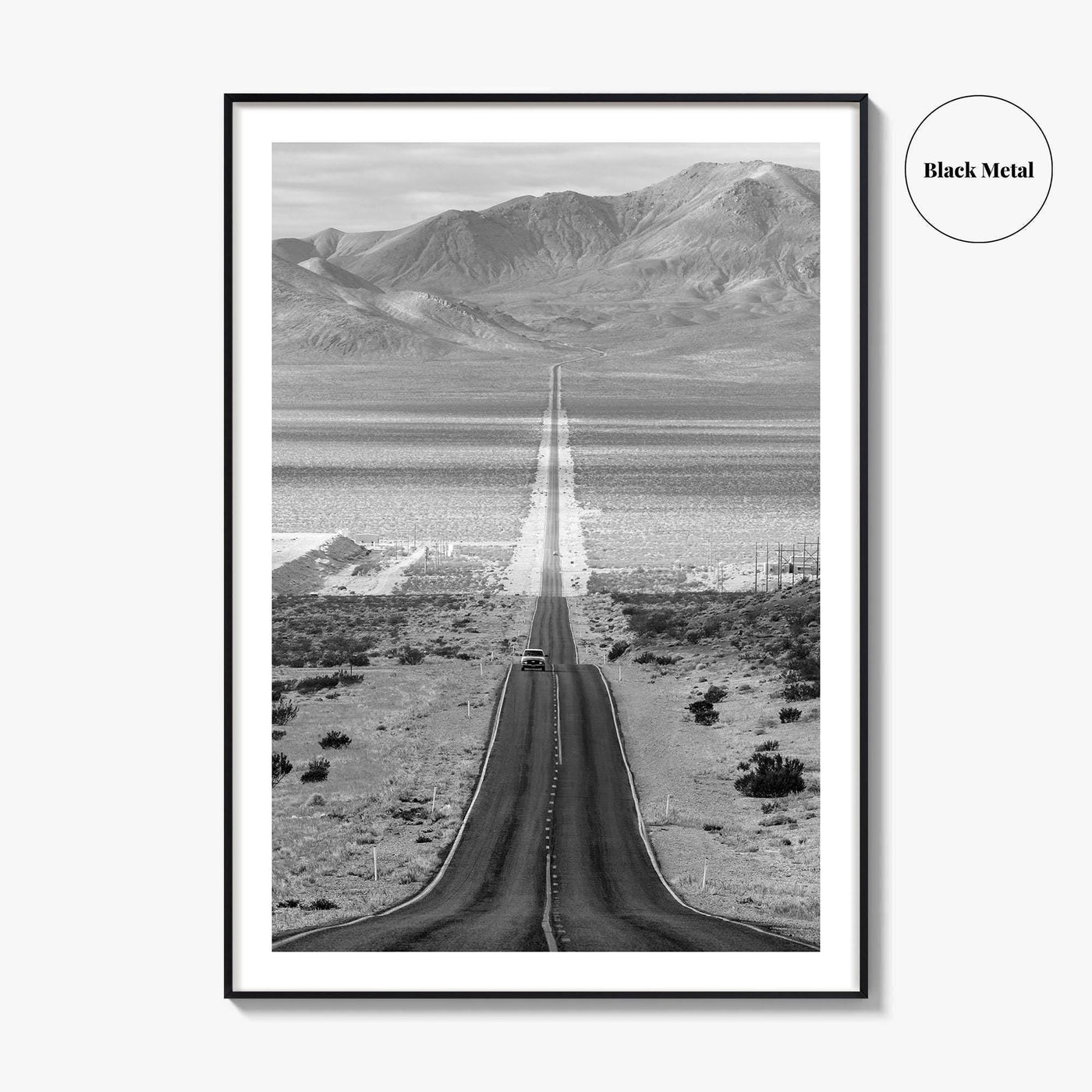 Death Valley Black and White Fine Art Photo Print, Desert Highway, Beatty Nevada USA