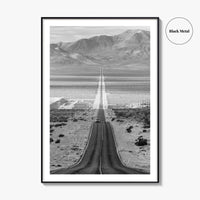 Death Valley Black and White Fine Art Photo Print, Desert Highway, Beatty Nevada USA
