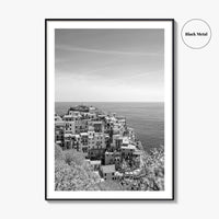 Cinque Terre Black and White Fine Art Photo Print, Manarola, Liguria Italy, Wall Poster