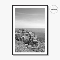 Cinque Terre Black and White Fine Art Photo Print, Manarola, Liguria Italy, Wall Poster