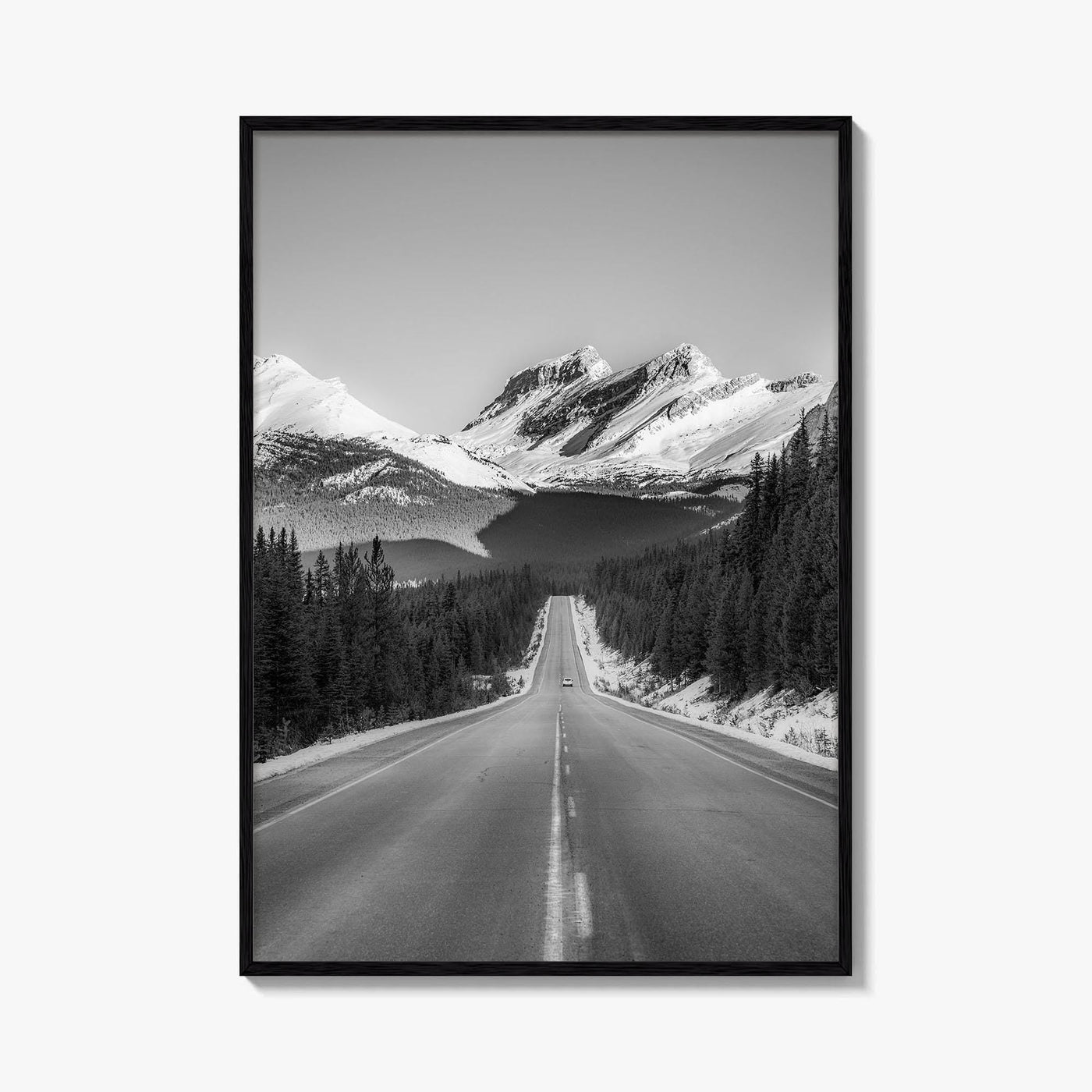Banff Black and White Fine Art Photo Print, Canadian Rockies Mountain Road, Alberta Poster