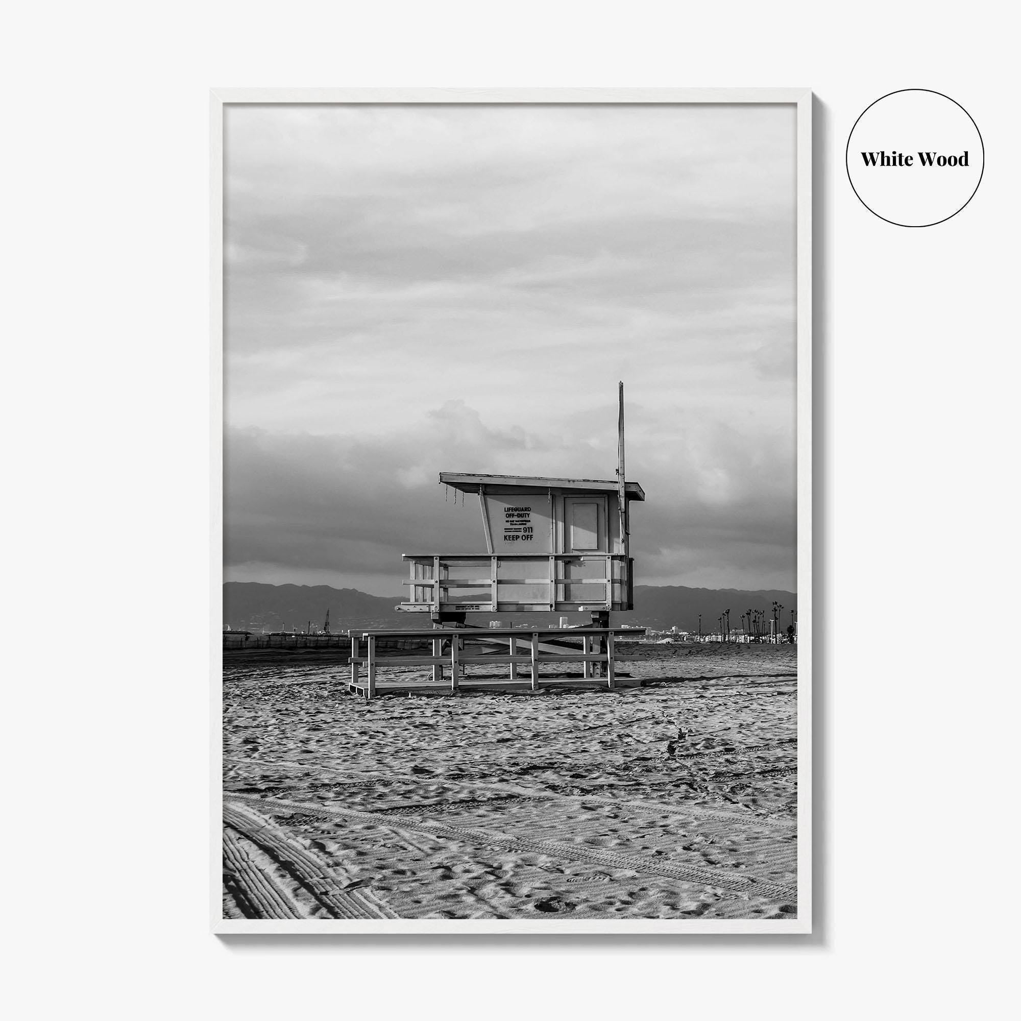 El Segundo Black and White Fine Art Photo Print, California Lifeguard Poster