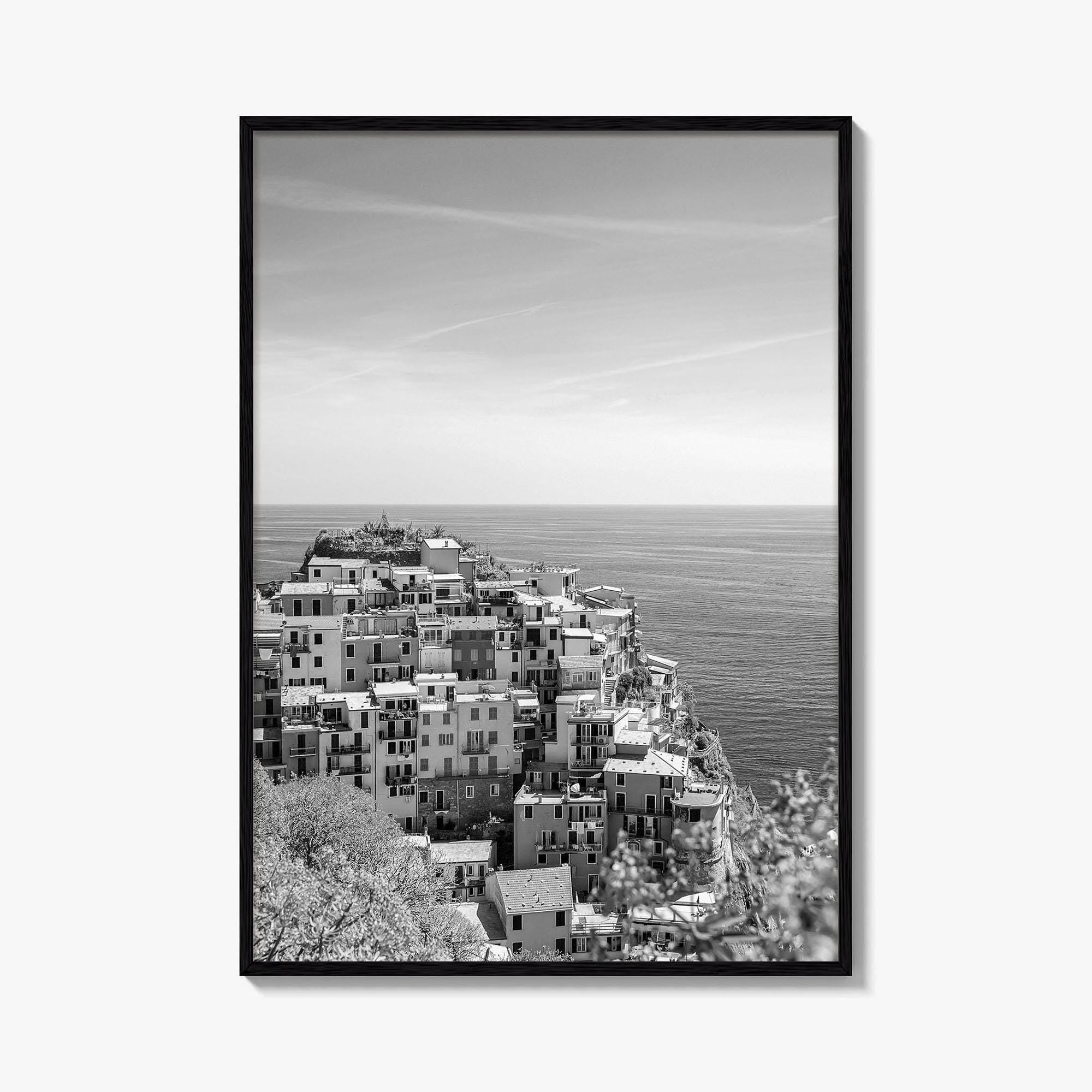 Cinque Terre Black and White Fine Art Photo Print, Manarola, Liguria Italy, Wall Poster